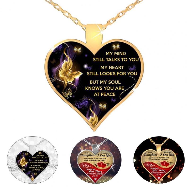 

Pendant Necklaces Alloy Chic Daughter Mom Heart Charm Necklace Jewelry Present Girls Simple For Anniversary