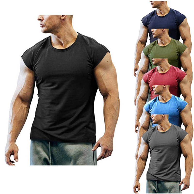

6 Colors Mens T-Shirts Slim Fit Short Sleeve Tee Muscle Fitness Fashion Round Neck T-shirt Men T Shirt