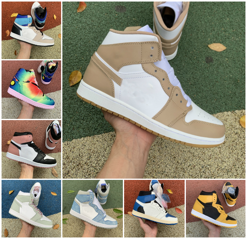 

Jumpman 1s Mens Basketball Shoes 1 UNC Twist Dark Mocha University Blue Black Wolf Grey Hyper Royal Design Pollen Seafoam Tan Gum Sports Sneakers Womens Trainers, Bubble package bag
