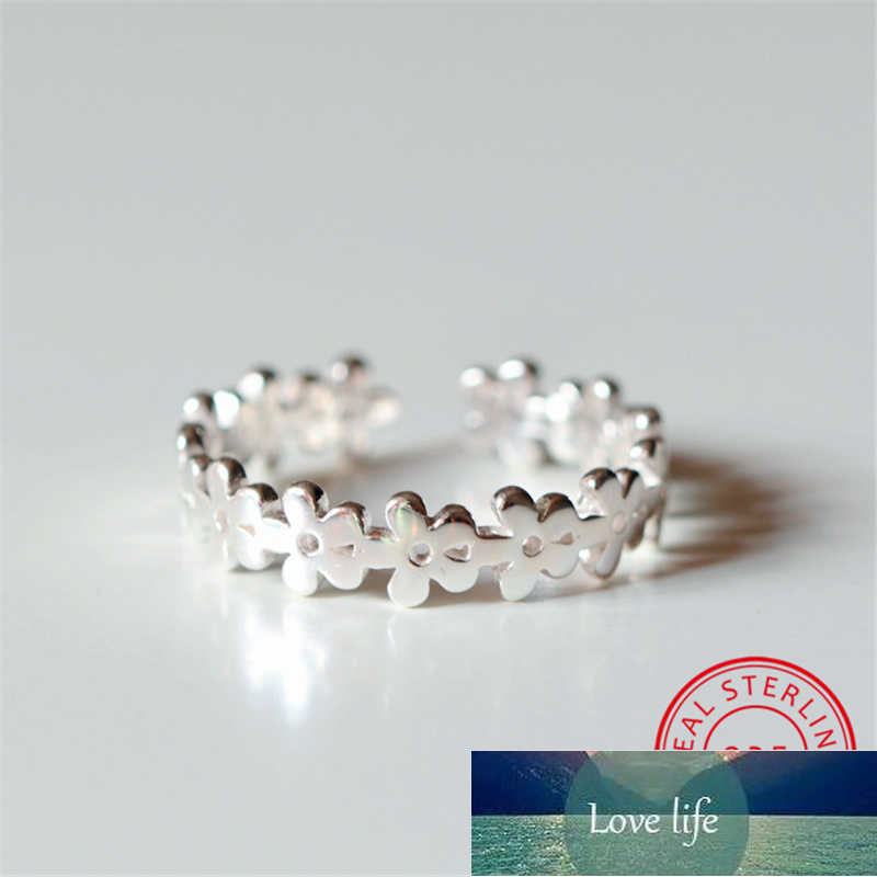 

Cute Female Small Flower Ring100% Real Sterling Silver Wedding Ring Open Thin Engagement Rings For Women Factory price expert design Quality