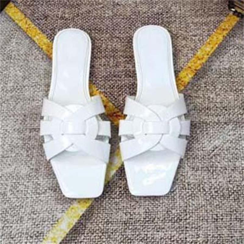 

Designer Women Slippers Woven Leather Sandals 2022 Summer New Flat Slipper Fashion Joker Slides with box216r, Color40