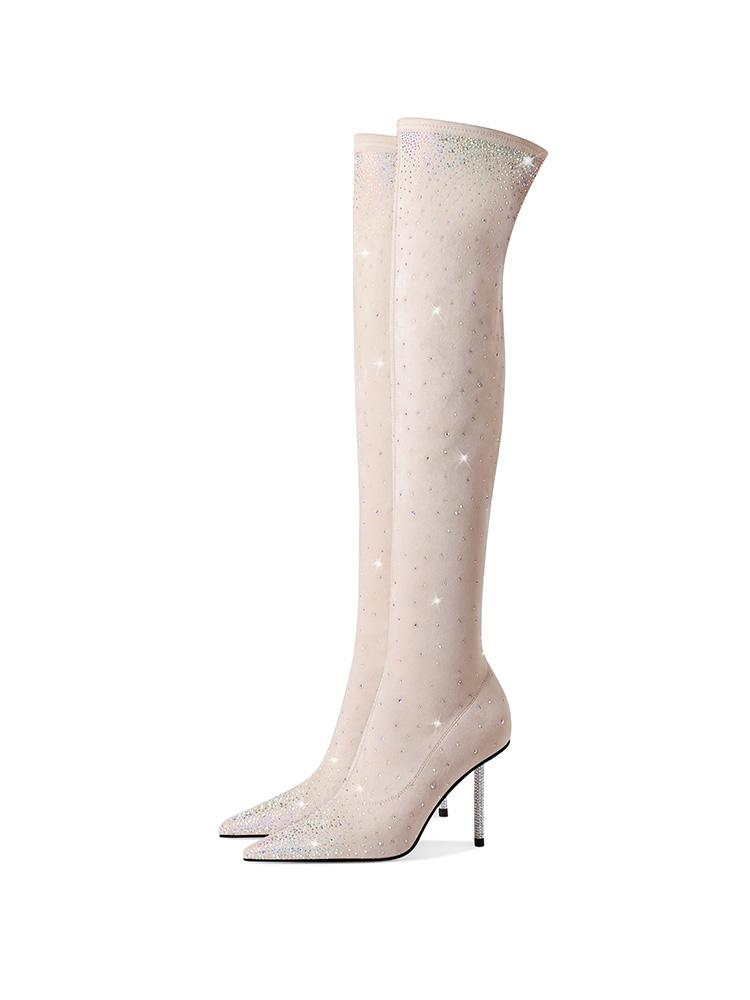 

Boots Devil's2021 Long Tube Over Knee Women's Shoes In Autumn And Winter, Champagne half suede