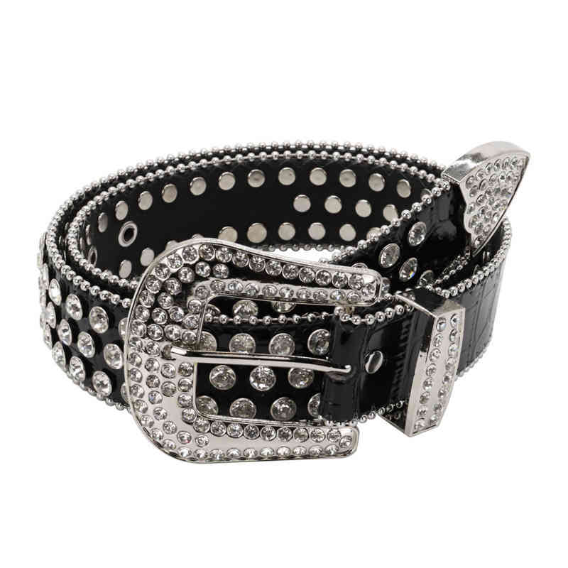

2021 belt men bb simon belts bling rhintone, Black;brown