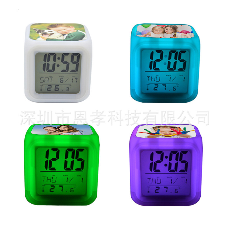 

heat transfer printing bedroom luminous electronic creative prompt led square colorful alarm clock