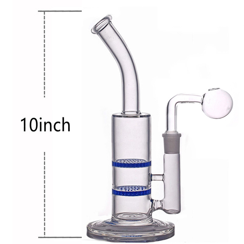 Hot Popular 10inch Honeycomb Perc Glass Bong Water Smoking Pipe Hookah Bubbler Dad Rig with Big Size Oil Pot Large Stock-image-754765515