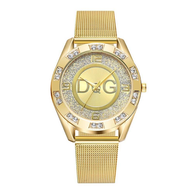 

Wristwatches DQG Women Men Stainless Steel Mesh Belt Watch Rhinestone Dial Watches Quartz Wristwatch Bangle Gold Silver Timepiece, Leave note