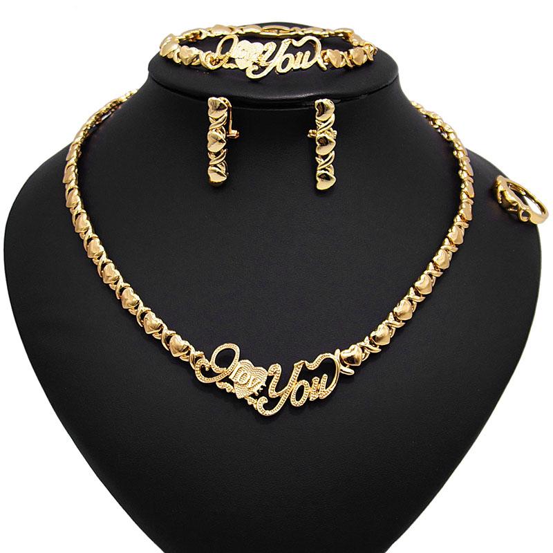 

Earrings & Necklace Arrival Wedding Jewelry Set XO Heart Gold Color Crystal Nigerian African Beads Sets Gifts For Women, Silver