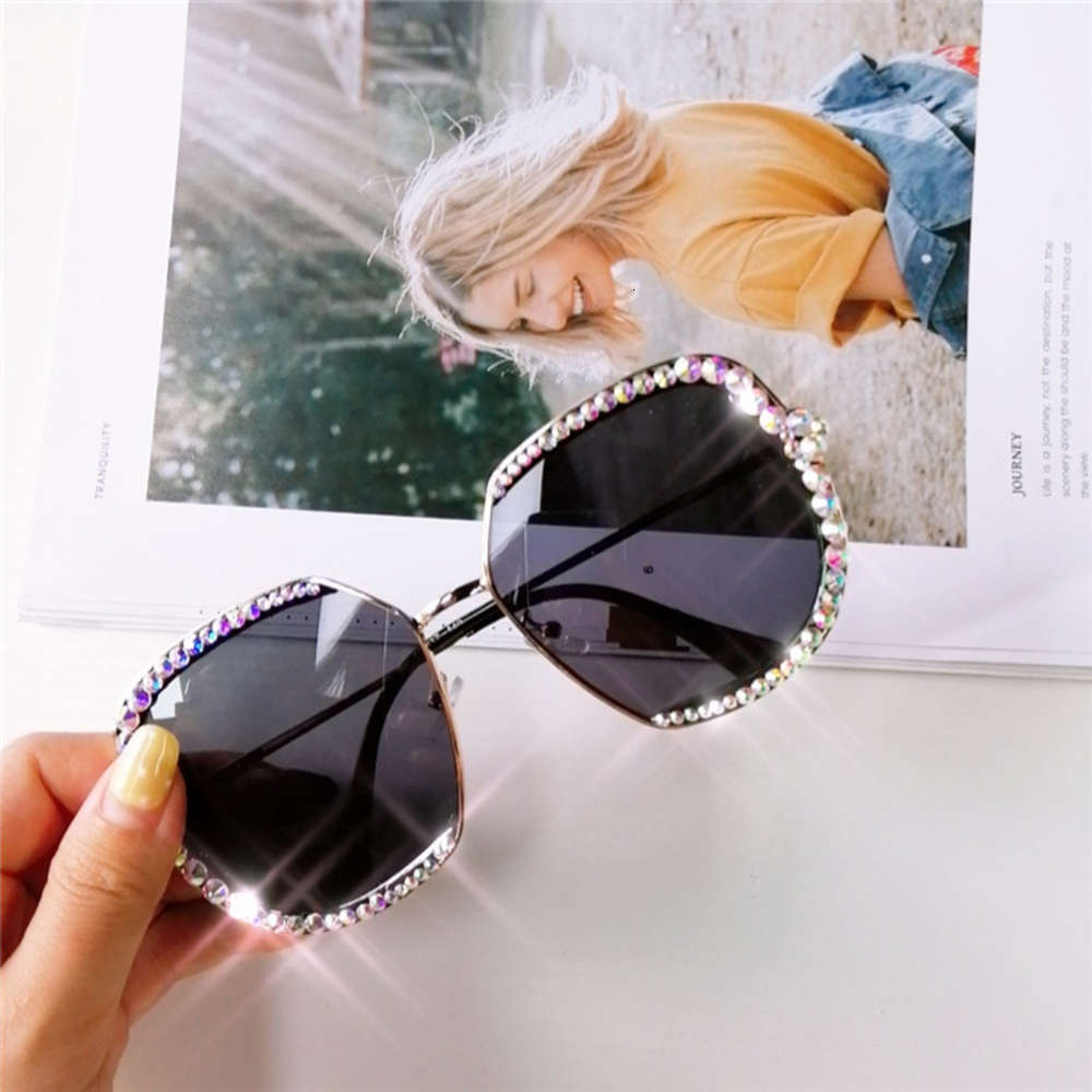 

fashion sunglasses square sun glasses clear lens oversized frame diamond vintage woman sunglasses, Black
