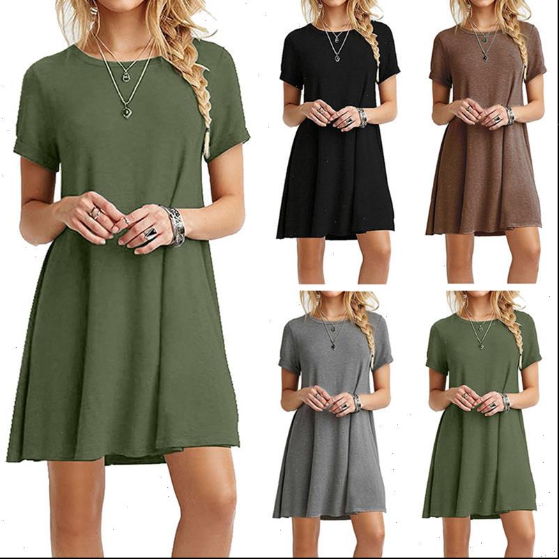 

Summer A Line Short Women Dress Sleeves Casual O neck Elegant Brief Solid Female 4 Colors, Black;gray