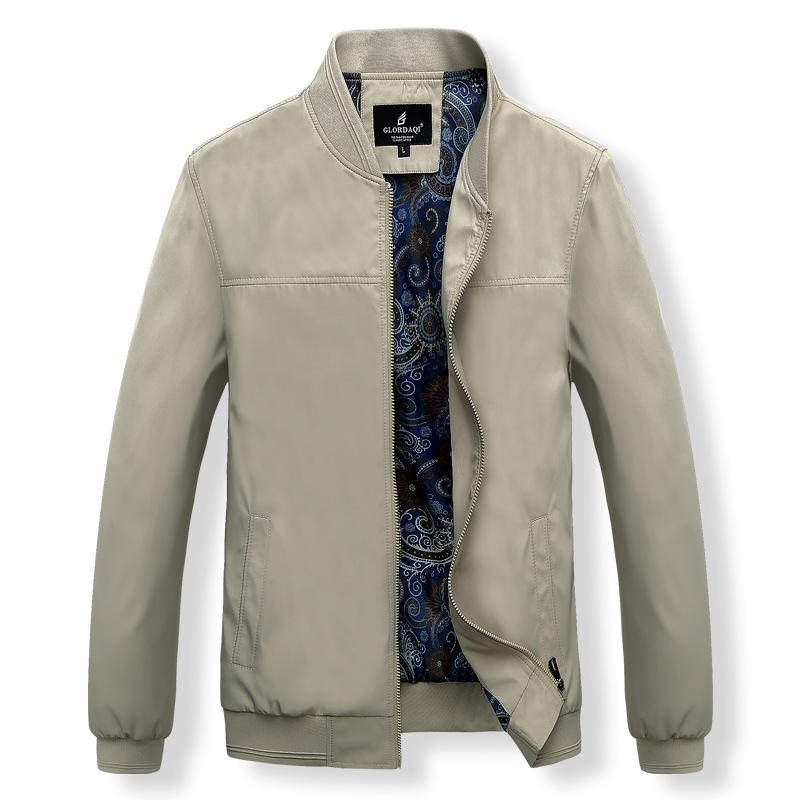 

Men's Jackets Middle-aged Thin Autumn Men Jacket Casual Stand Collar Outerwear Dad Wear Long Sleeve Zipper Coats O-neck Solid Plus Size 4XL, 02