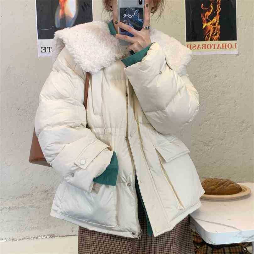 

Sweet All Match Women Coat Warm Loose High Street Outwear Elegant Tops Casual Jacket Thicken Female 210525, Pumpkin color