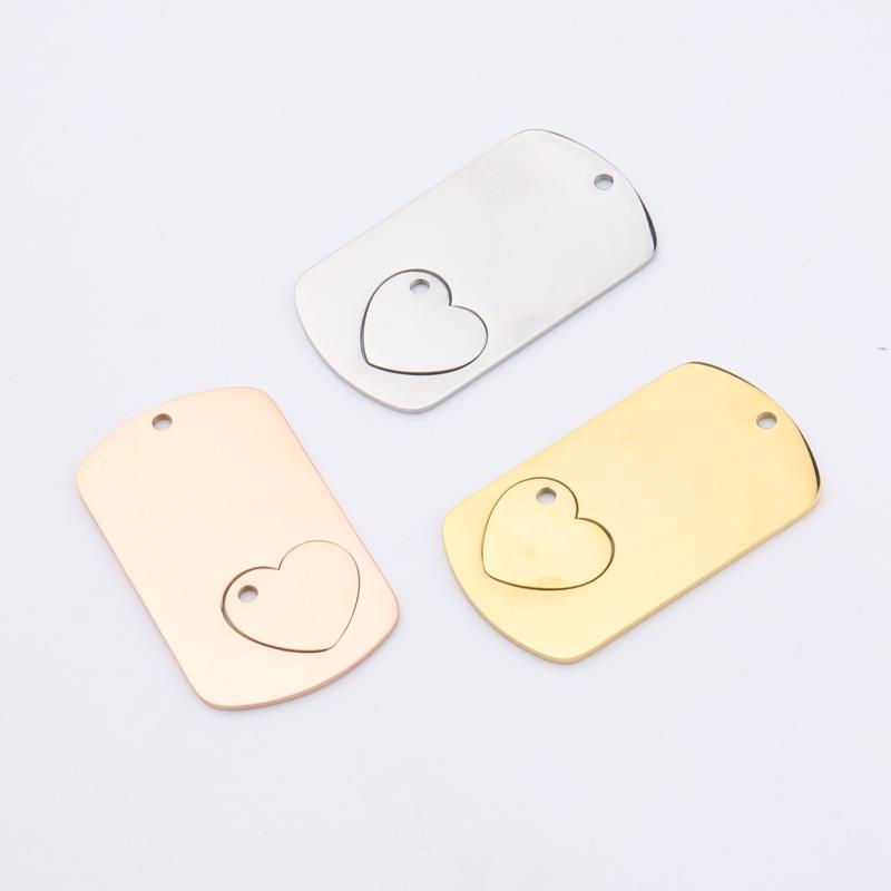 

Charms Stainless Steel Heart Puzzle Rectangle Pendants Charm For Carving Bracelet Necklace DIY Jewelry Making Wholesale 10PCS, Bronze;silver
