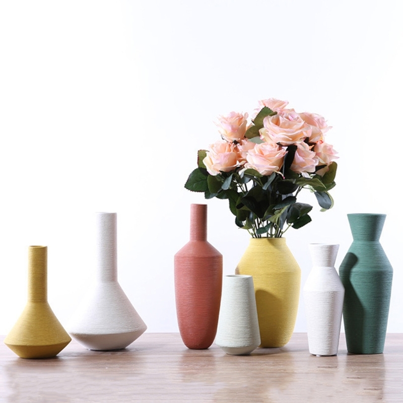 Ceramic Modern Vaas For Home Decor, Handmade Geometric Decorative Vaces For Mant 40JA-image-692836805