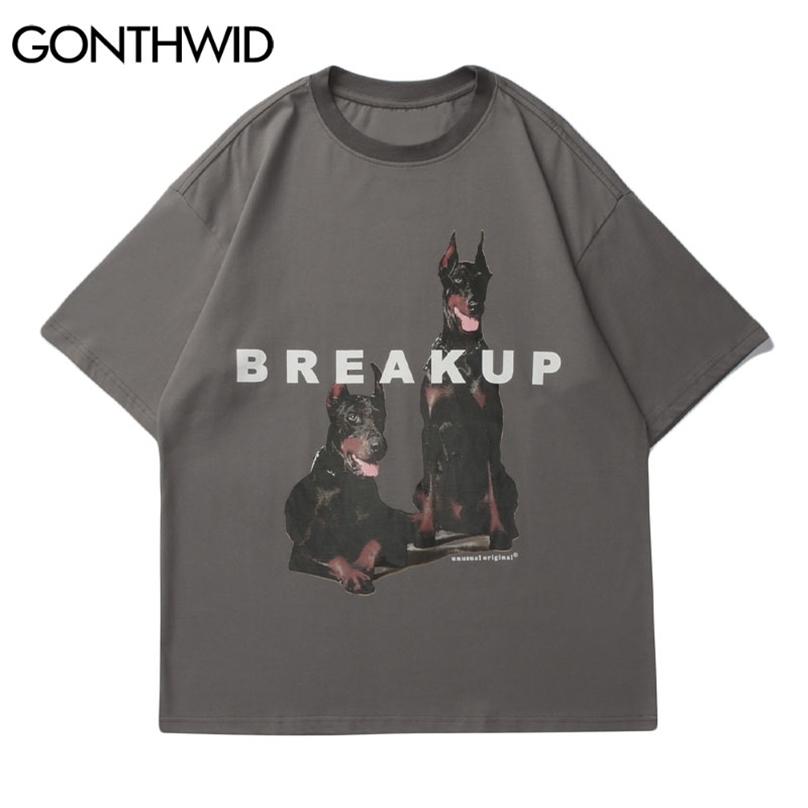 

Tees Shirts Harajuku Creative Animal Dogs Print Streetwear Tshirts Hip Hop Fashion Summer Casual Cotton Loose Tops 210602, Blue