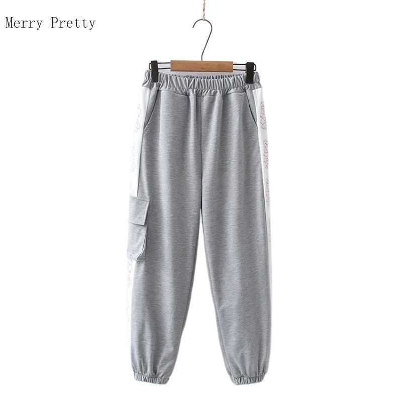 

Women Straight Casual Pants Cartoon Print Cotton Trousers Summer Hight Waist Sweet Style Ladies Pockets Sporty Bottom 210526, Black