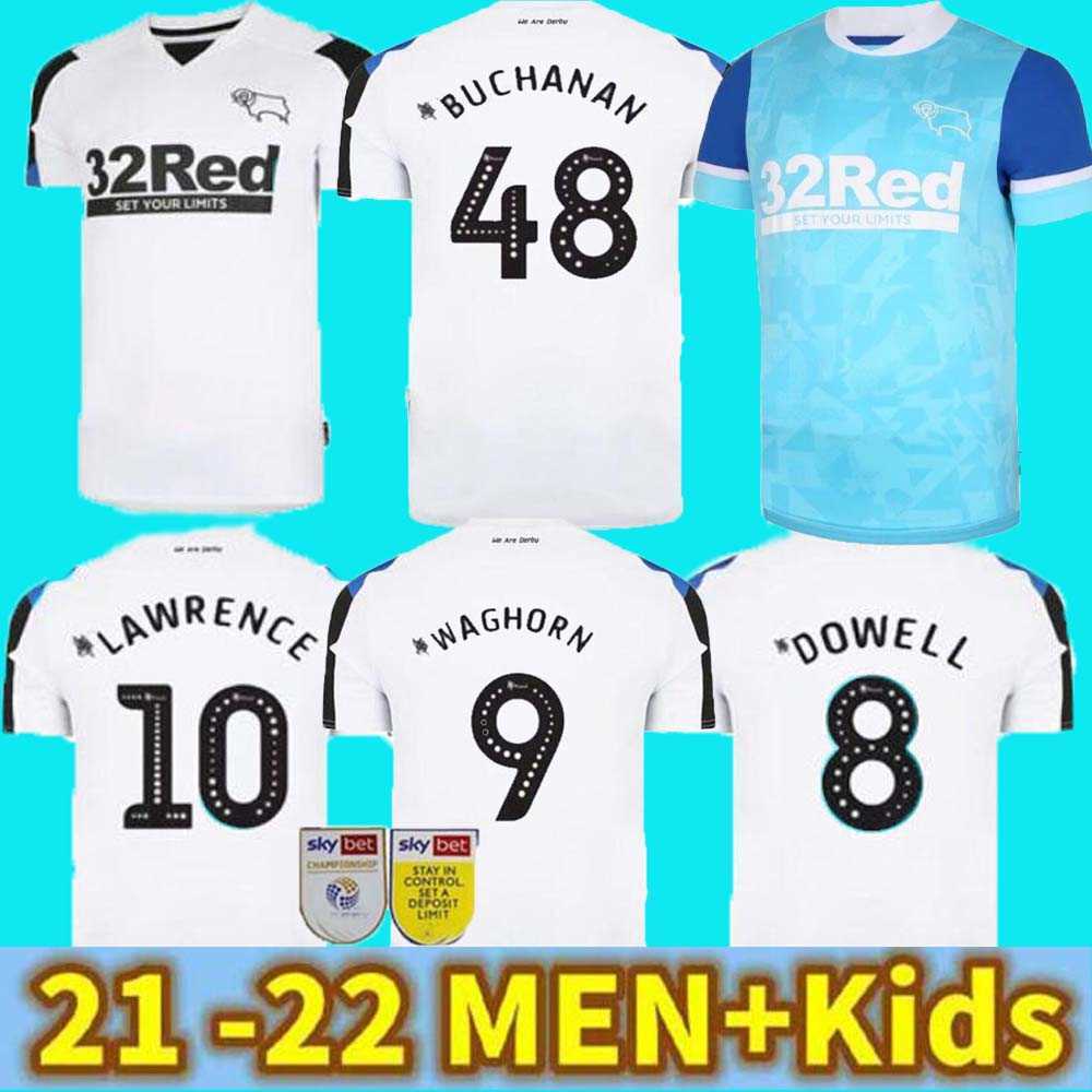 

Hombres + Niños 2021 2022 derby county Rooney Soccer Jersey Home Aleat Kids Adult Children's Traje Martin Lawrence men t-shirts, 21/22 away+patch