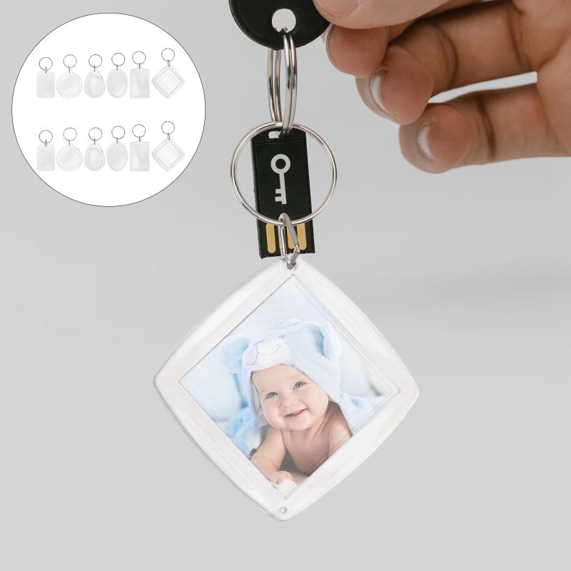 

Keychains 12pcs Acrylic Po Frame Keyholders Keyrings Transparent DIY
