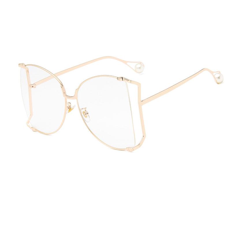 

Brand Pearls Half Round Sunglasses Women Fashion Big Frame Gradient Sun Glasses Female Oculos Unisex Eyewear