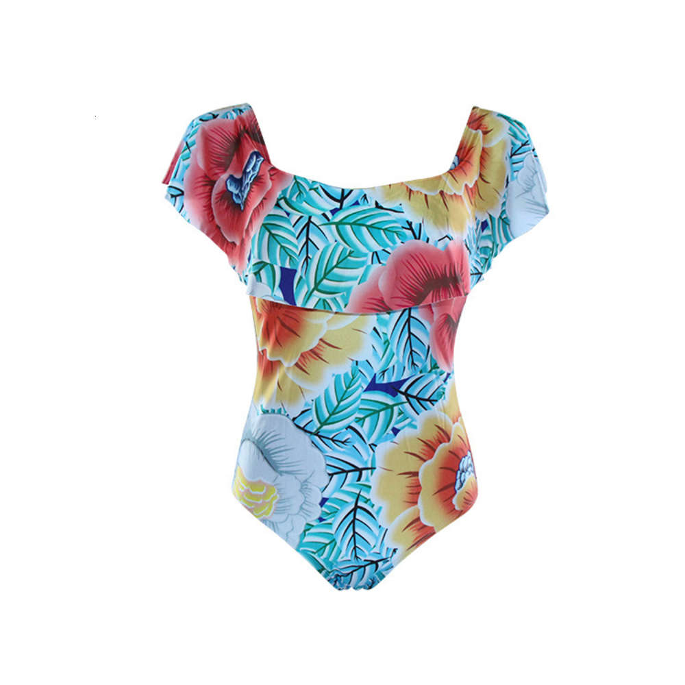

Swimsuit women' one piece Ruffle sexy swimsuit cut flower, White