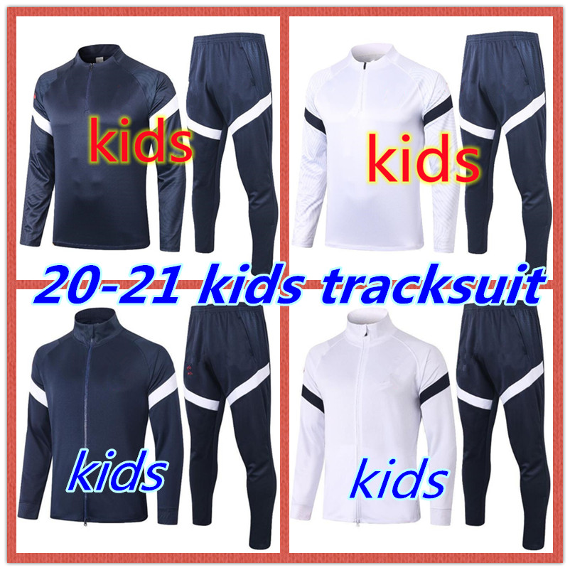

20 21 france Survetement kids football tracksuit soccer long zipper sets MBAPPE 2021 french boys jacket maillot de foot training camiseta futbol, Black