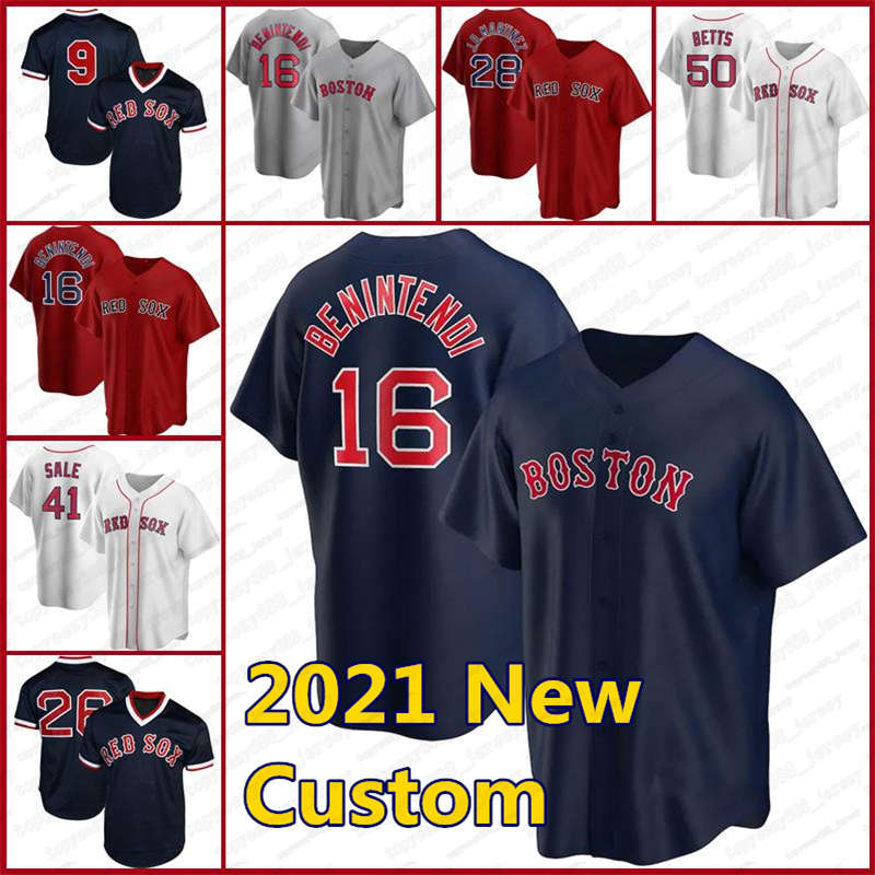 

16 Andrew Benintendi Custom Red Jersey 28 JD Martinez Baseball Sox 9 Ted Williams 26 Wade Boggs 50 Mookie Betts 34 David Ortiz Boston, Blue;black