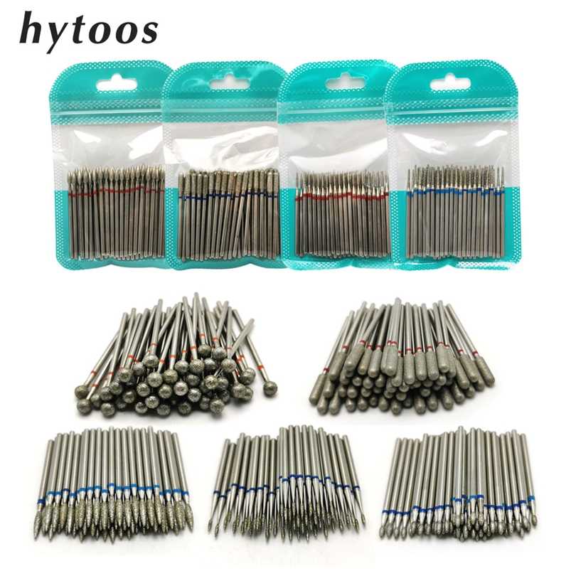 

HYTOOS 50Pcs Diamond Nail Drill Bit 3/32" Electric Nail Drill Accessories Rotary Cuticle Clean Burr Manicure Cutter Nail Mills 220209