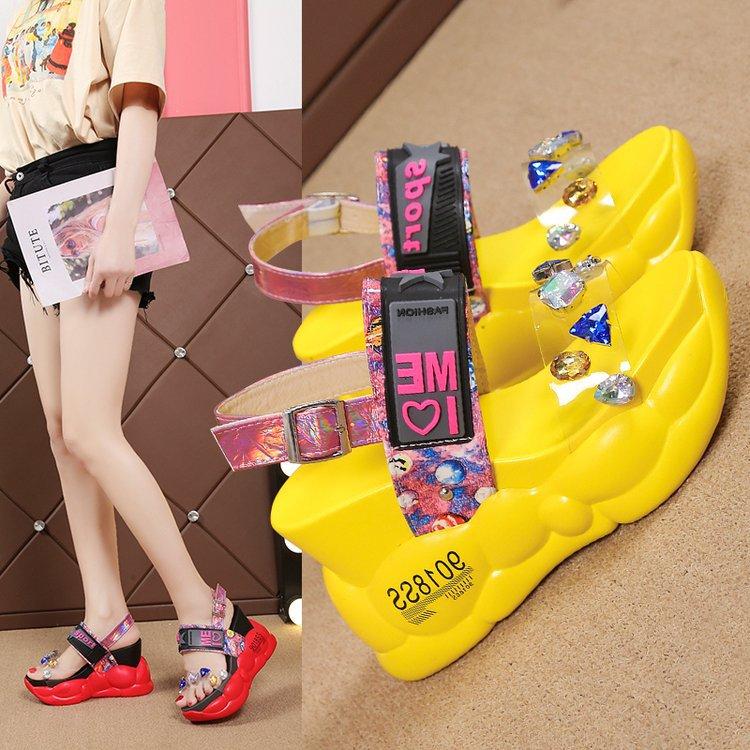 

Luxury Designers Fashion Women Platform Sandals Black Chunky Sports 7cm Wedge Shoes For Woman Summer Casual 2021, White