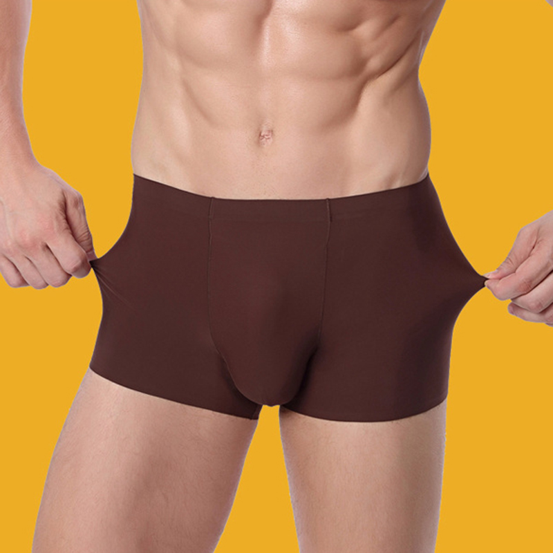 

Ice silk design men's underpants one-piece underwears boxer shorts fashion breathable U convex, Purple