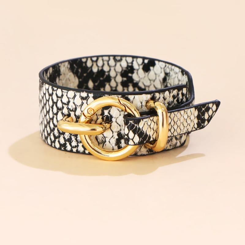 

Charm Bracelets Punk Snake Leopard Leather For Women Fashion & Bangles Elegant Wide Wrap Bracelet Jewelry, Golden;silver