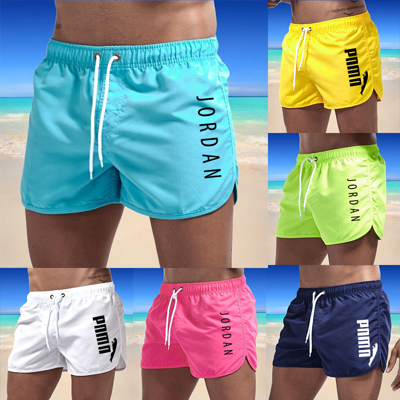 

Summer Men' Swimwear Shorts Printed Beachwear Sexy Swim Trunks Swimsuit Low Waist Breathable Wear Surf 2021, Pink1