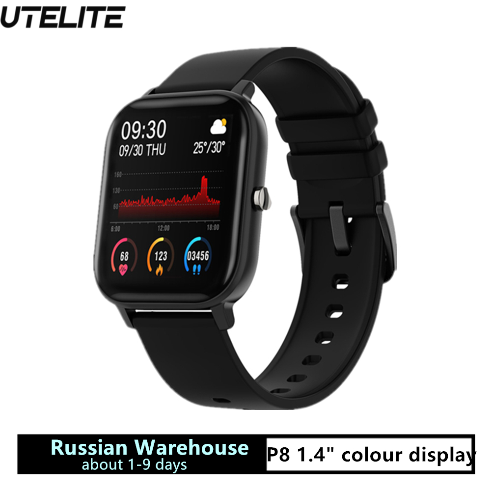 

UTELITE P8 Smart Watch Men Women Heart Rate IP67 Waterproof Full Touch HD Display Screen GTS Band for IPhone Huawei Xiaomi Phoneg, Gray