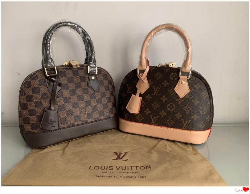 

Classic LV LOUIS bag VITTON ALMA BB old flower shell package for women top leather shoulder bag clutch handbag luxury cr, Red;black