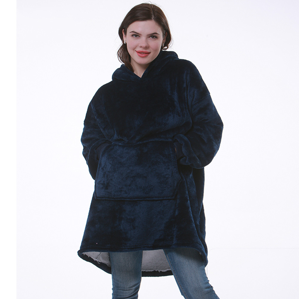 

Blanket with Sleeves Women Oversized Hoodie Fleece Warm Hoodies Sweatshirts Giant TV Blanket Women Hoody Robe Casaco Feminino, Grey