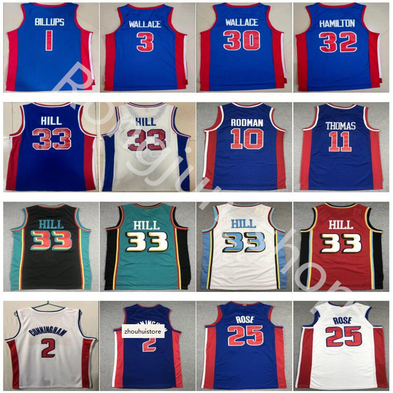 

Retro Basketball Jersey Ben 3 Rasheed 30 Wallace Chauncey 1 Billups Richard 32 Hamilton Dennis 10 Rodman Isiah 11 Thomas Grant 33 Hill 2 Cade Cunningham, As picture
