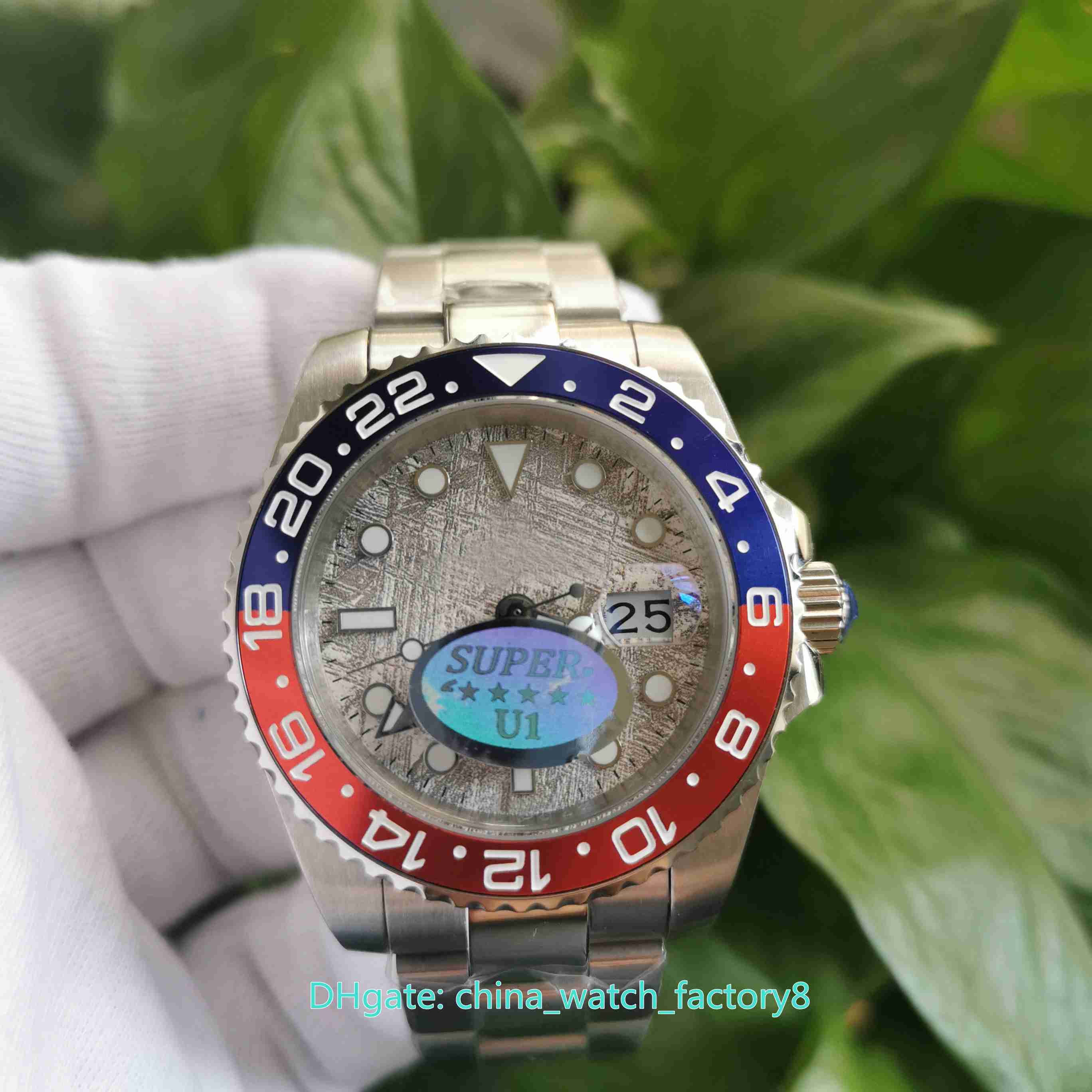 

U1 Factory High Quality Watches 40mm GMT Meteorite Dial 129719 126719Blro-0002 Pepsi Asia 2813 Movement Mechanical Automatic Mens Watch Men's Wristwatches, No box papers