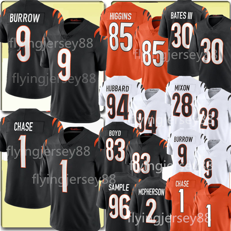 

9 Joe Burrow Mixon Jersey Bengal 1 Ja'Marr Chase Tee Higgins Jessie Bates III Football Tyler Boyd Sam Hubbard Cam Sample Evan McPherson D.J. Reader Jerseys 85 30, 2021 youth {s-xl}