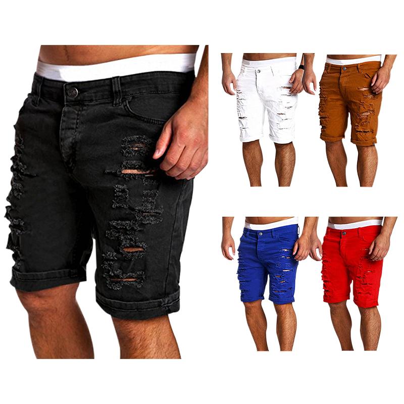 

Men's Jeans Mens Ripped Short Brand Clothing Acacia Person Fashion Bermuda Summer Shorts Breathable Denim Male Pants, White