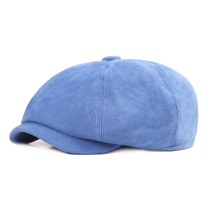 

2022 Men Women Cotton Octagonal Hat Autumn Winter Warm Forward Hat Casual Unisex Artistic Youth Beret Cap Wholesales, Blue