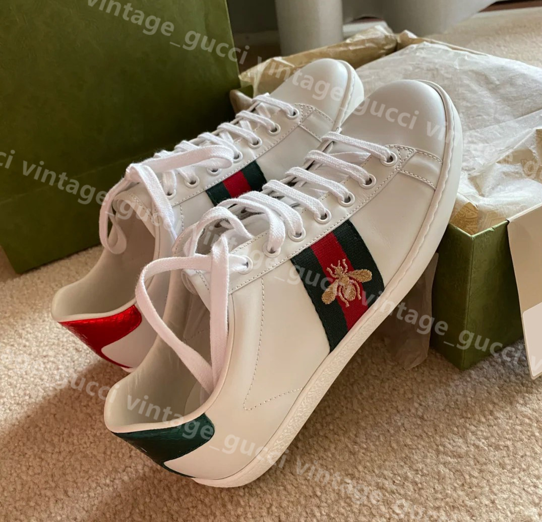 

Women Luxurys Designers Shoes Ace Bee Brand Mens Screener leather sneaker Fashion Trainers Casual Sneakers size 35-44 with box, Black