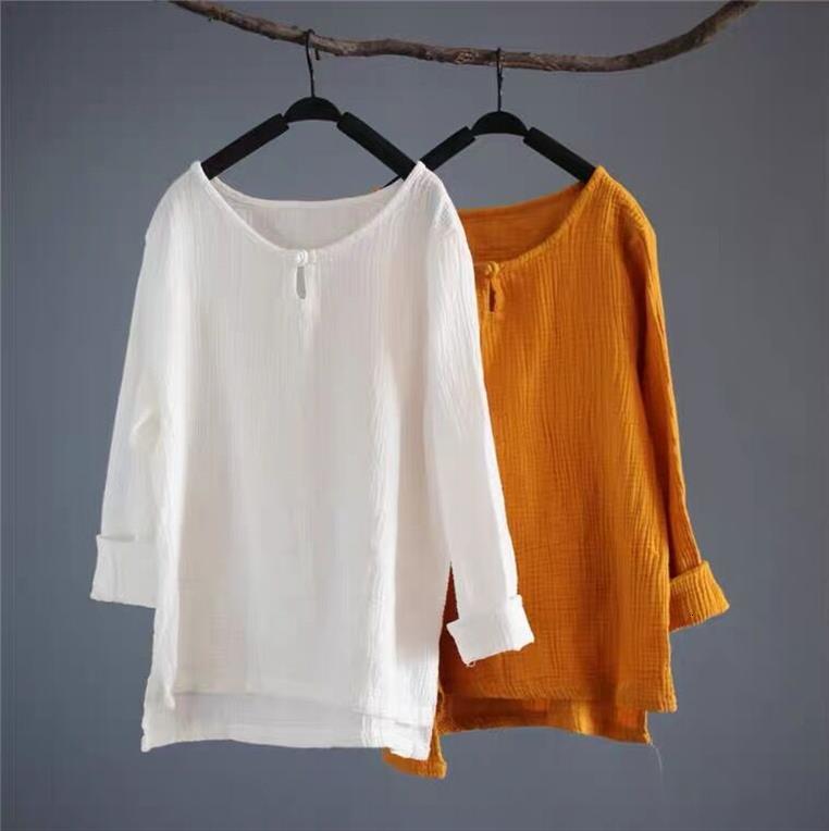 

6xl 7xl 8xl plus size womens shirt cotton linen casual loose button blouses 13 colors vintage comfortable soft shirts, White