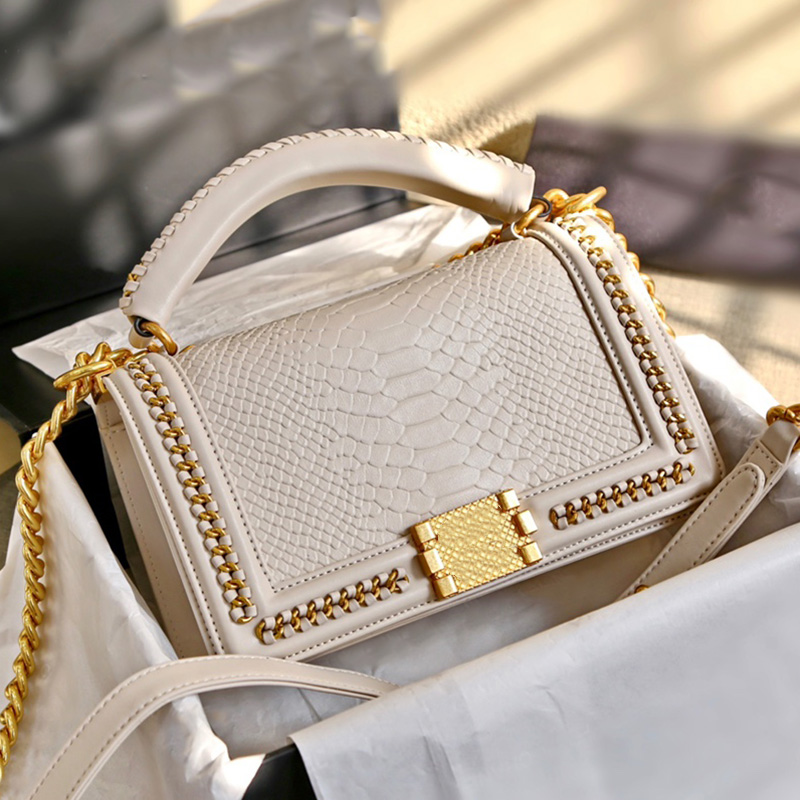 

Women's 25C Calfskin Shoulder Bags Classic Flap Small Top Weave Handle Totes Genuine Leather Gold-Tone Metal Valentine Chain Chevron Br