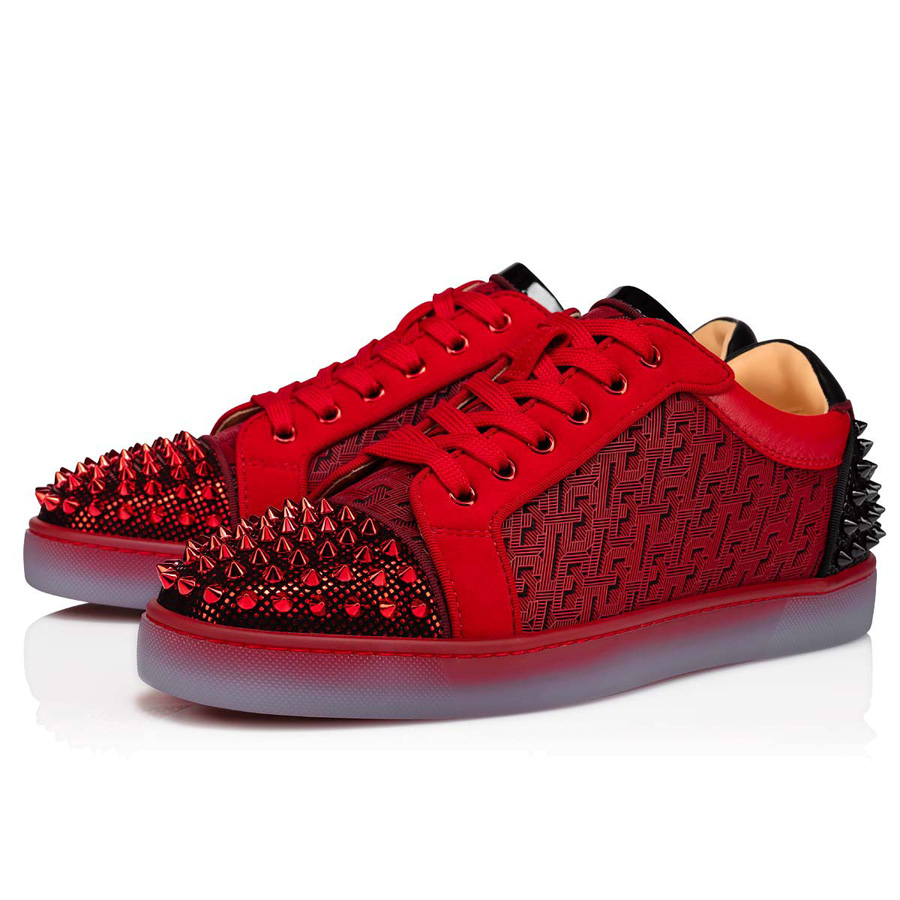 

[Originals Box] Unisex Red Bottom Dress Shoes Casual Seavaste 2 Orlato Flat Men Women Low Tops Elastic Reds White Calfskin Spikes Design Cou, Black