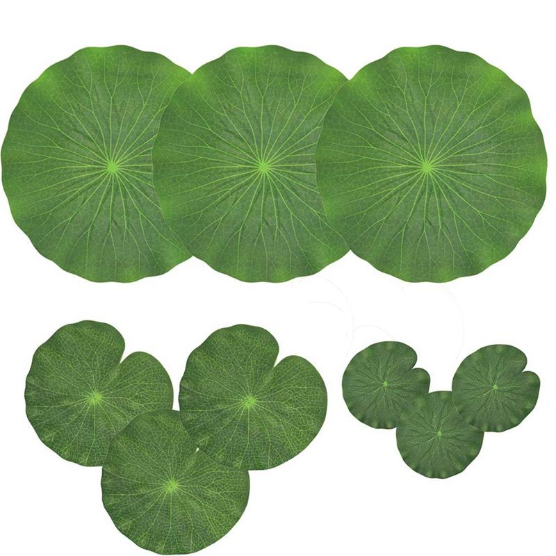 

Decorations Pack Of 9 Artificial Floating Foam Lotus Leaves Water Lily Pads Ornaments Green | Perfect For Patio Koi Fish Pond Pool Aquarium