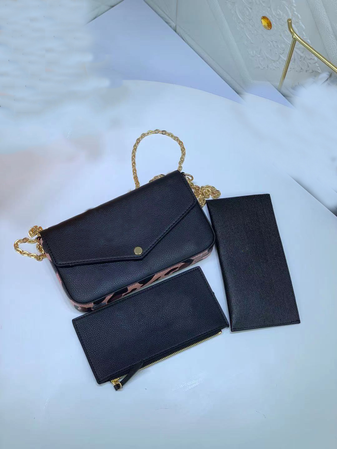 

High Quality With Box DustBag Designers Bags Handbag Purses Woman Fashion Clutch Purse By The Pool Monogrames Multi Pochette Felicie Chain Bag, Black