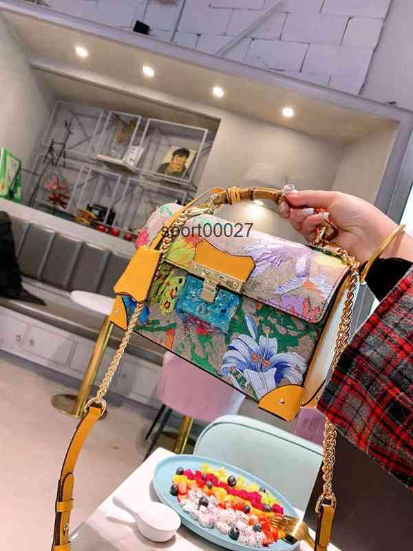 

Flowers Bamboo Shoulder Bags Woman Backpack Women's Slope Across Genuine Leather Shoulderbag Handbag Women Purses Female Packag