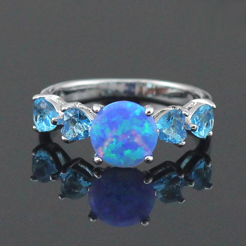 

Cluster Rings Fashion Jewelry Blue Fire Opal Stone For Women Size 5.5 6.5 7.5 8.5 OR847