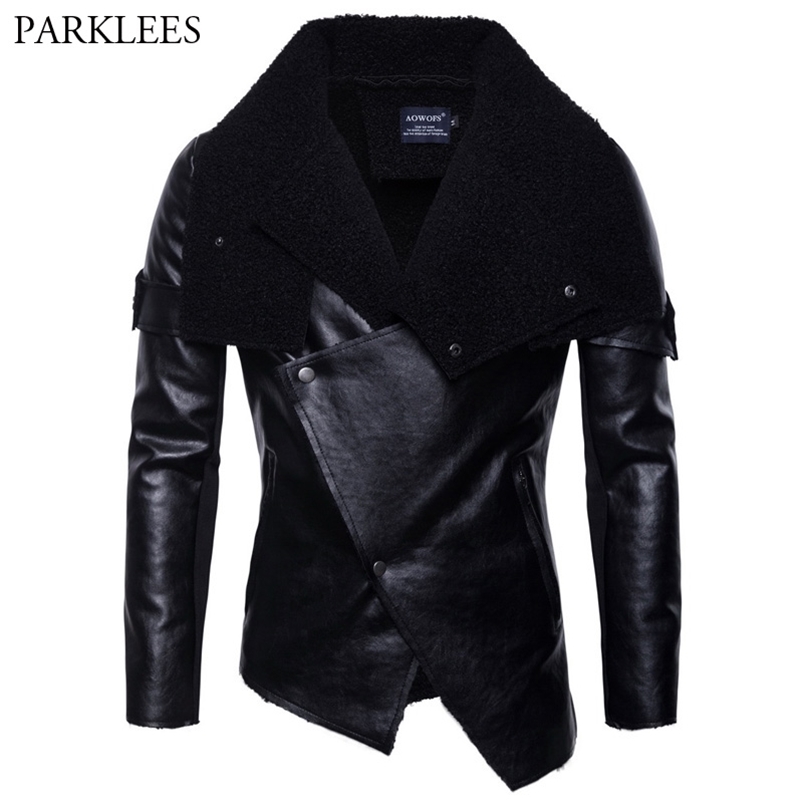 

Irregular Hem Velvet Leather Jacket Men Autumn Male Moto Biker Faux Leather Jacket Coat Punk Style Jaqueta De Couro 211111, Black