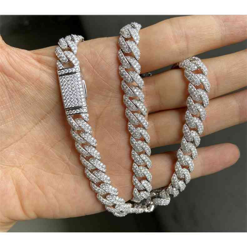 

Necklaces Meisidian 16 Inch S925 Silver Iced Out Diamond Cuban Link Vvs Moissanite Bracelet for Mens Necklace Rbvh
