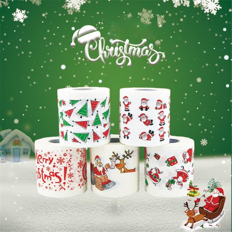 

Christmas Decorations 6pcs Santa Claus Paper Roll Tissue Towels 6 Styles Xmas Office Room Toilet Decor 2022