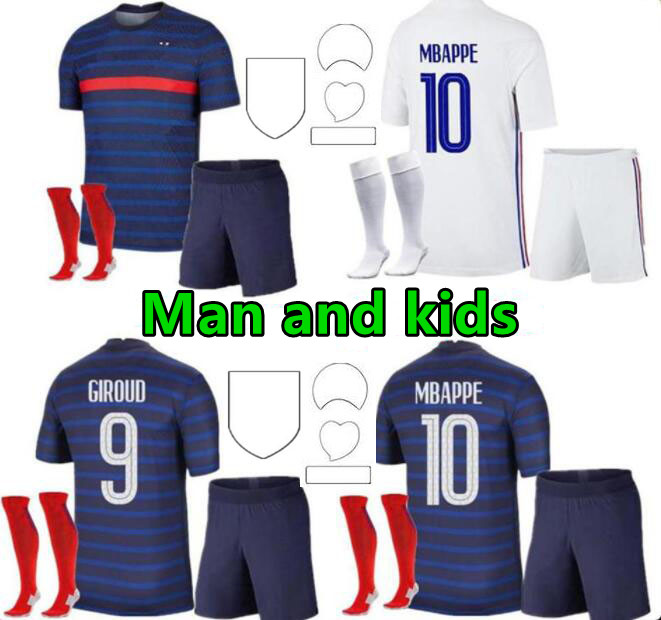 

Adult Kids Full kits 2021 player version France Soccer jersey MBAPPE GRIEZMANN POGBA KANTE Football shirts THAUVIN maillot de foot, Black